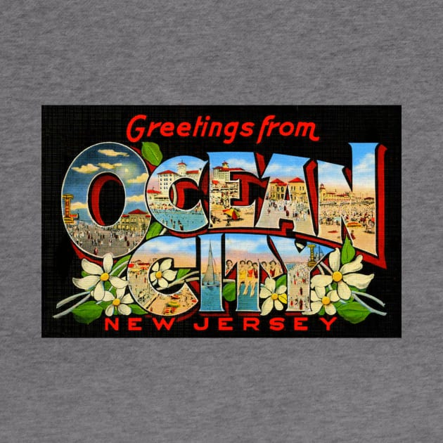 Greetings from Ocean City, New Jersey - Vintage Large Letter Postcard by Naves